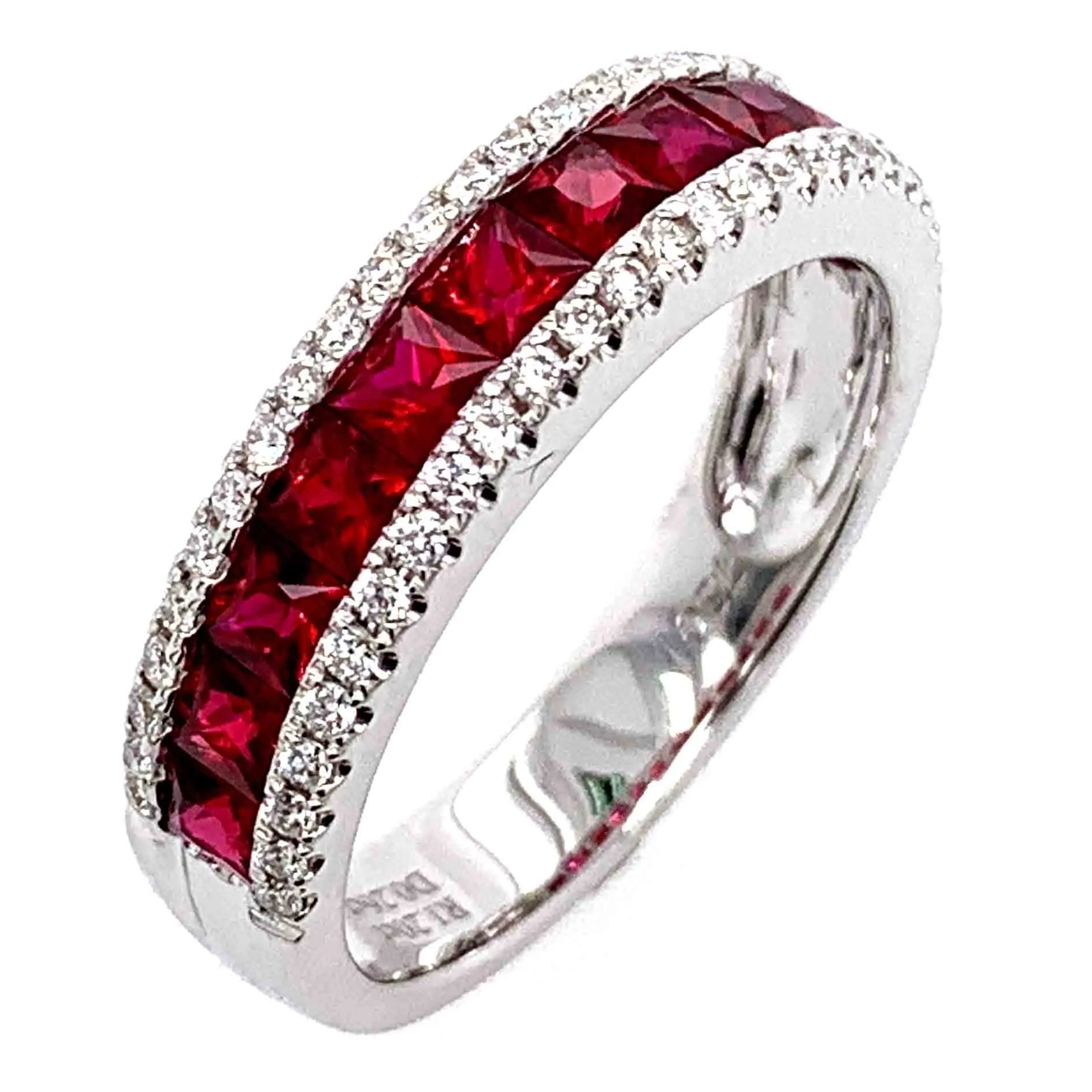 1.52carat Princess-cut Ruby and Diamond Ring