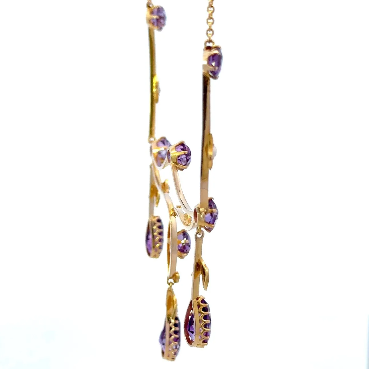 15ct Yellow Gold Amethyst and Pearl Necklace