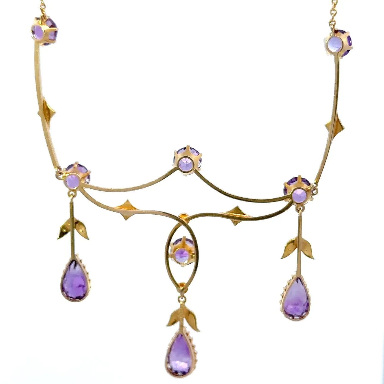 15ct Yellow Gold Amethyst and Pearl Necklace