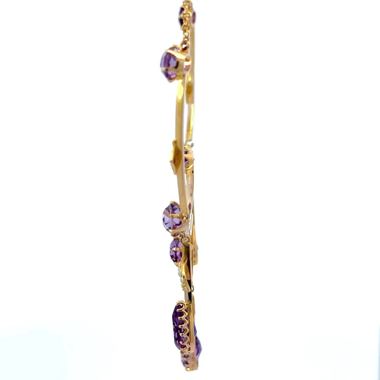 15ct Yellow Gold Amethyst and Pearl Necklace