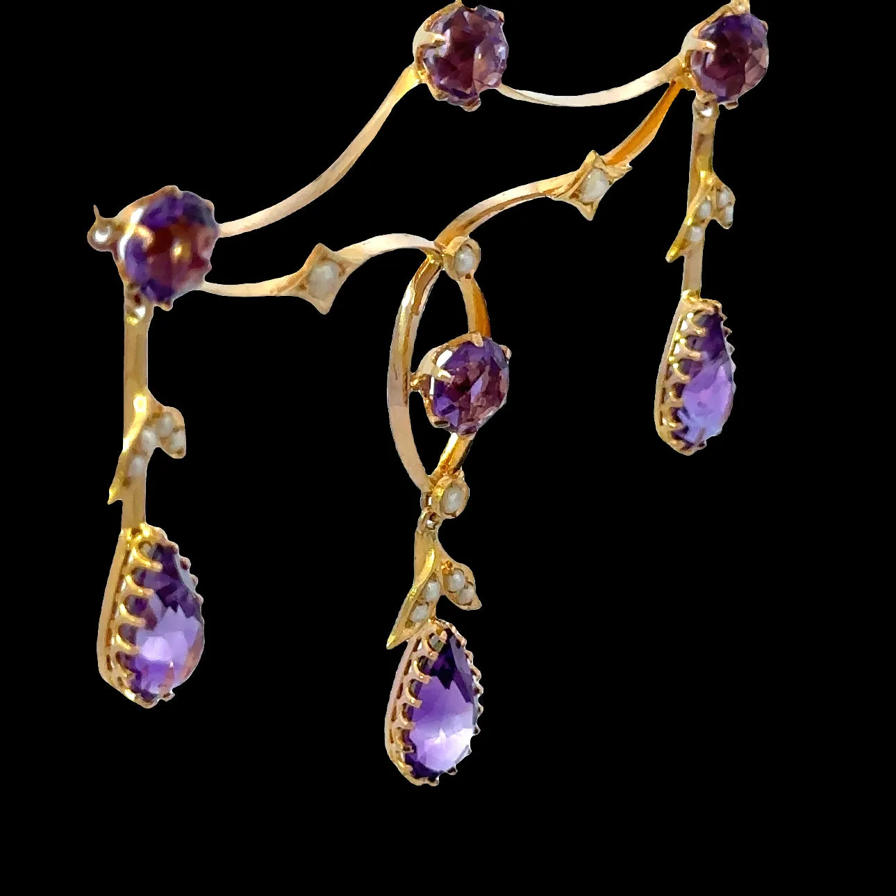 15ct Yellow Gold Amethyst and Pearl Necklace