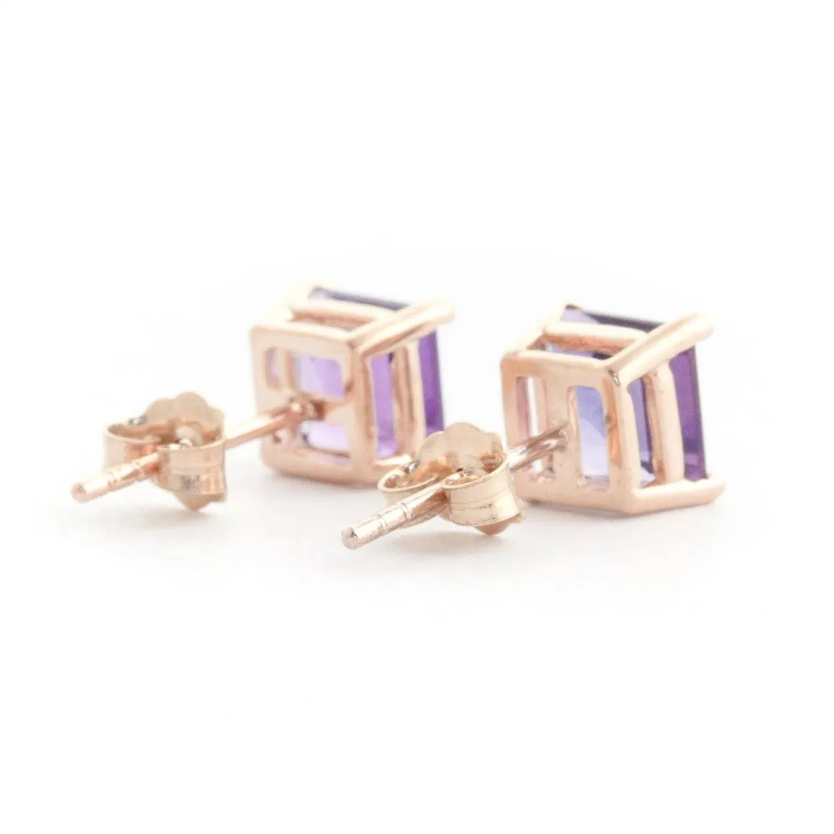 1.75 Carat 14K Solid Rose Gold Sparkle Amethyst Stud Earrings