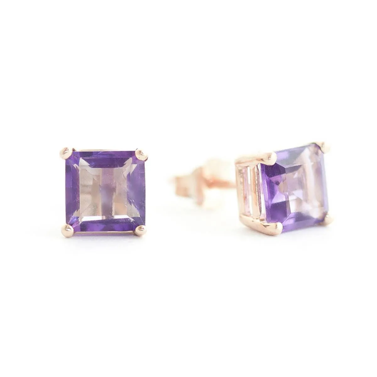 1.75 Carat 14K Solid Rose Gold Sparkle Amethyst Stud Earrings