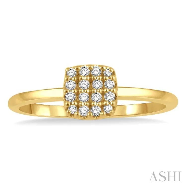 1/8 ctw Cushion Shape Round Cut Diamond Petite Fashion Ring in 14K Yellow Gold