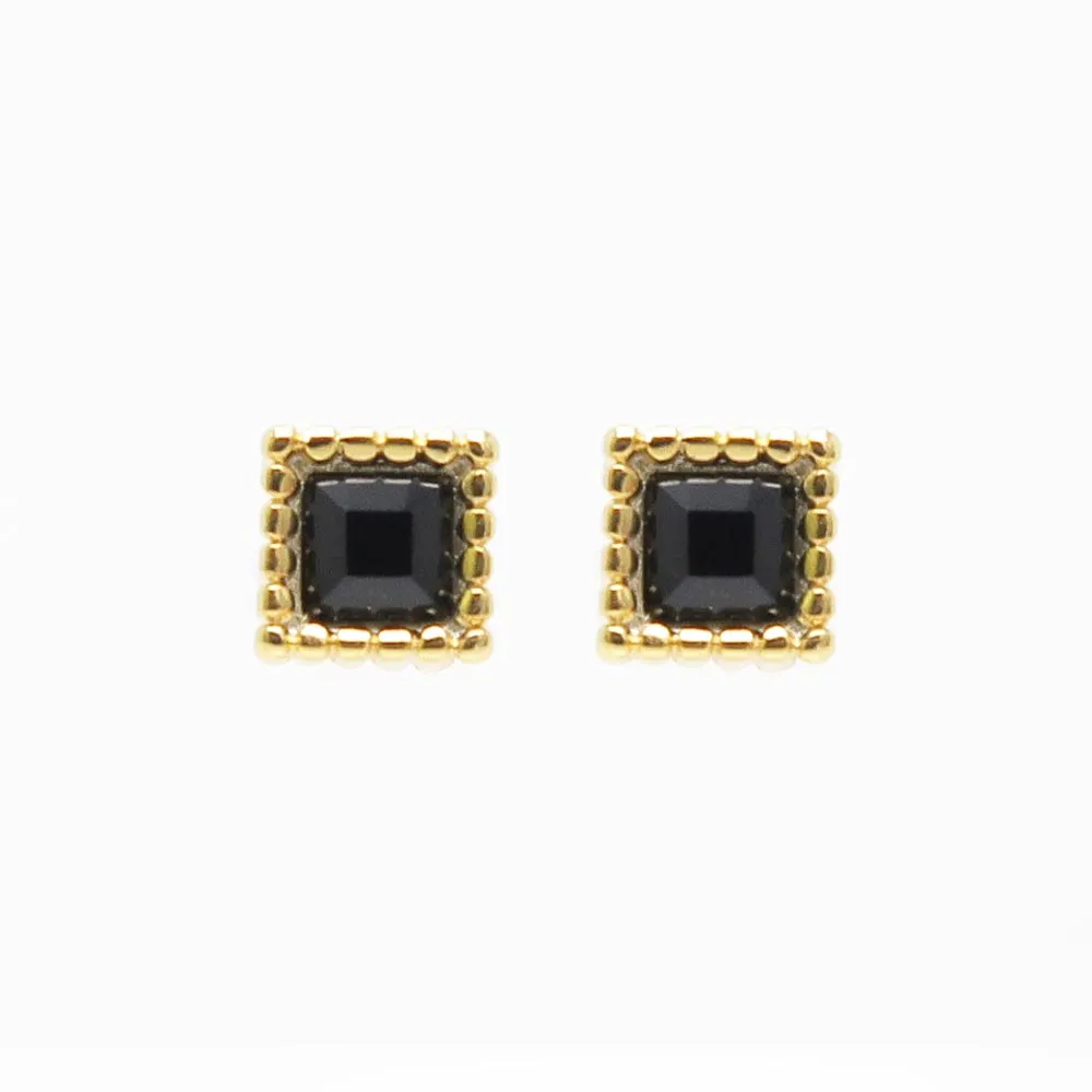 18K Gold Post Square Studs