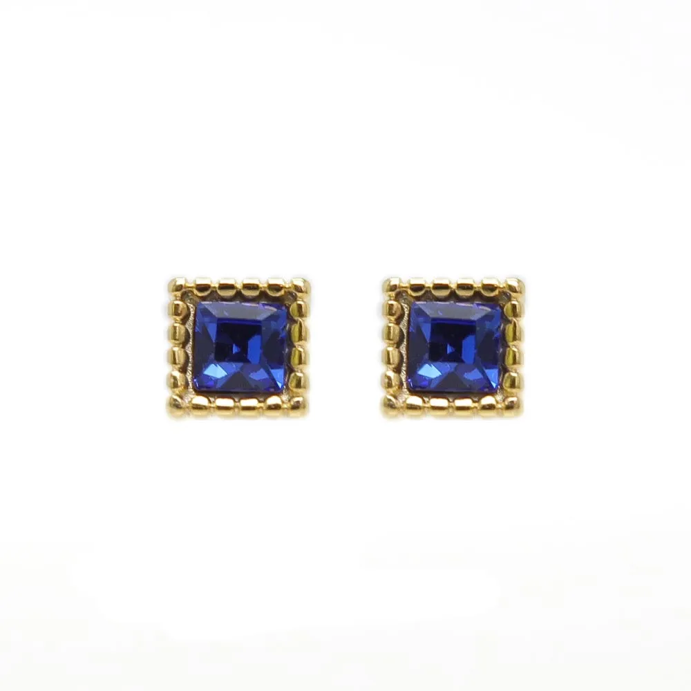 18K Gold Post Square Studs