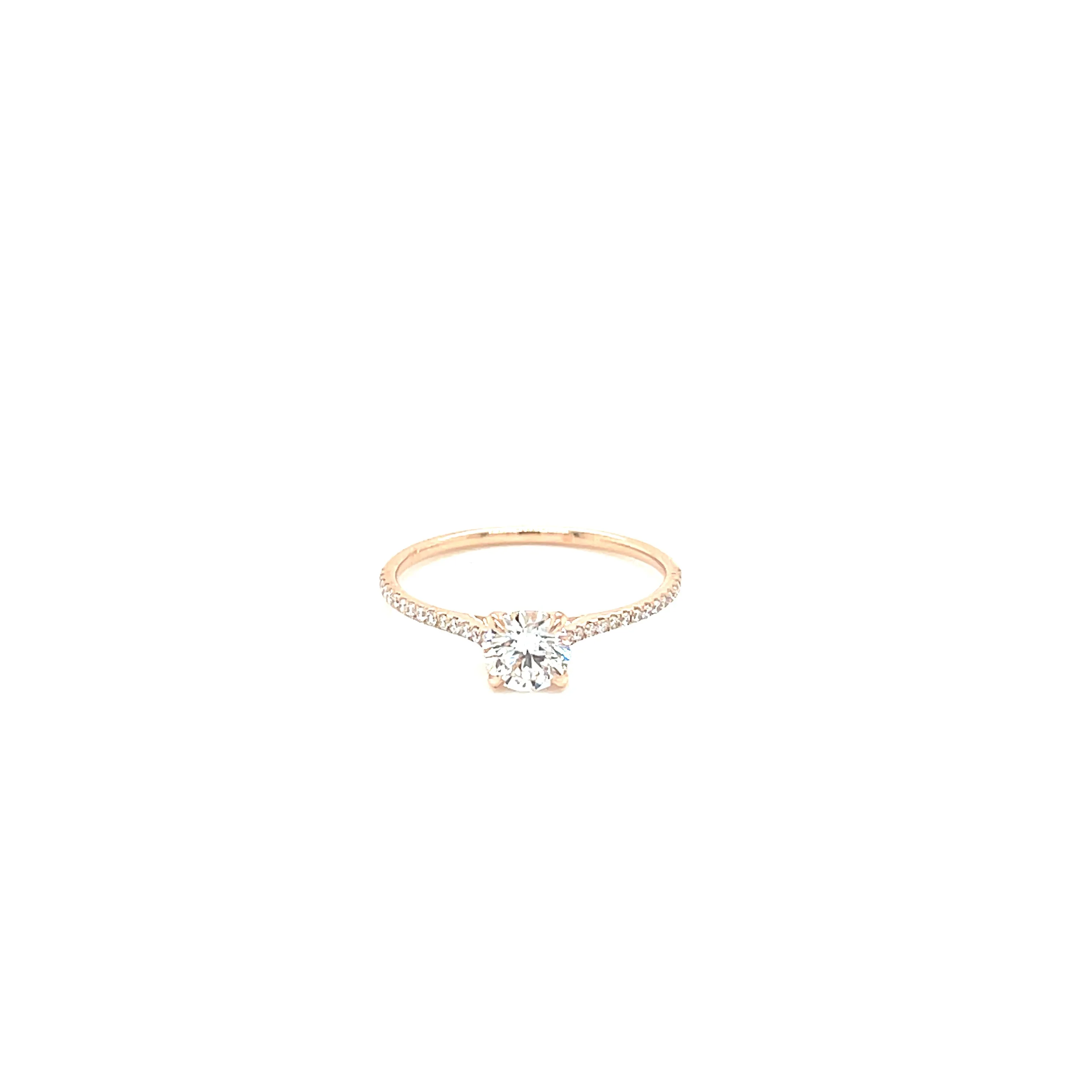 18k Rose Gold .51ct Round Brilliant Cut Diamond Pave Ring