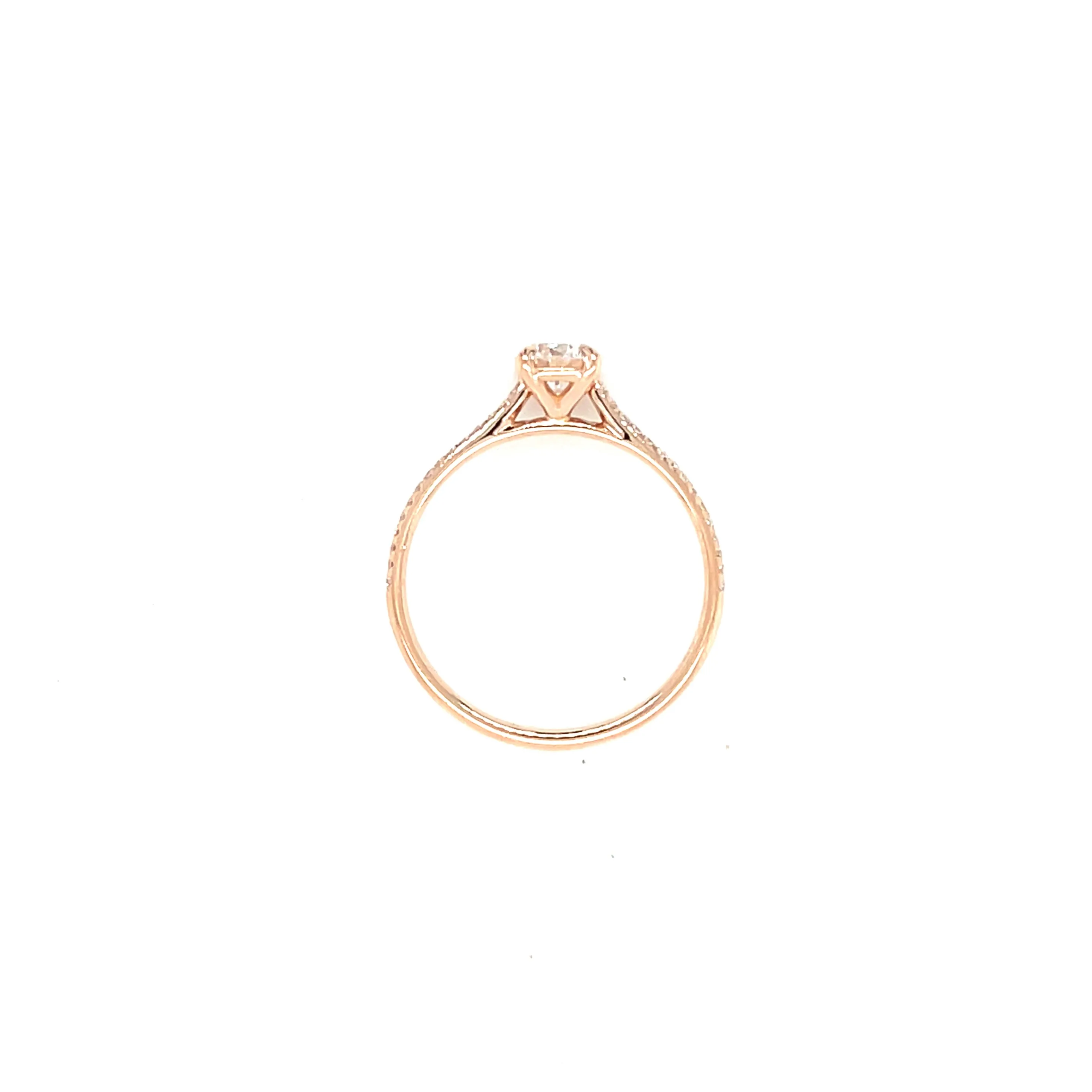 18k Rose Gold .51ct Round Brilliant Cut Diamond Pave Ring