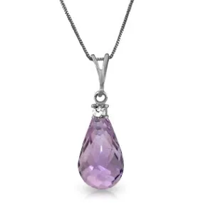 2.3 Carat 14K Solid White Gold Part No Longer Amethyst Diamond Necklace