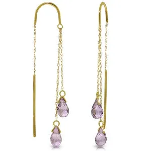 2.5 Carat 14K Solid Yellow Gold Threaded Dangles Earrings Amethyst