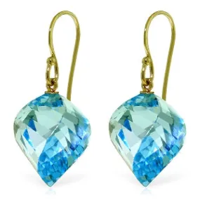 27.8 Carat 14K Solid Yellow Gold Ella Blue Topaz Earrings