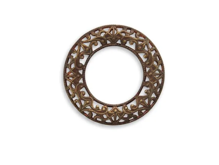 28mm Scrolled Filigree Ring - Vintaj-Natural Brass