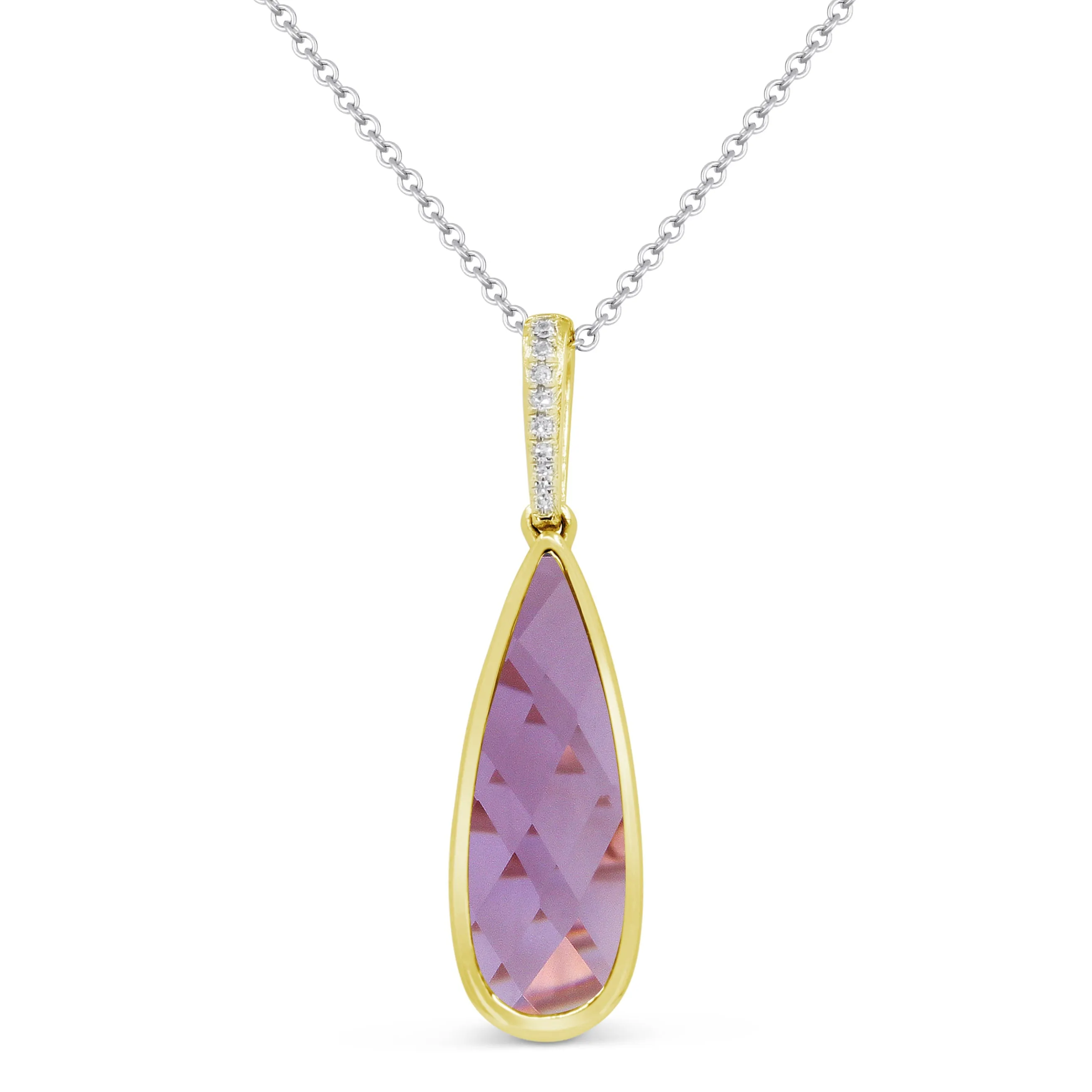 3.51ct Amethyst 16"Pendant Necklace in 14K Yellow Gold