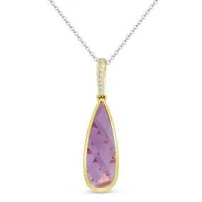 3.51ct Amethyst 16"Pendant Necklace in 14K Yellow Gold