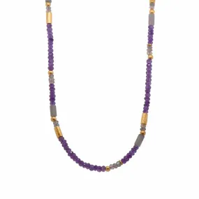 3mm Labradorite & Amethyst 24K Gold Vermeil Necklace