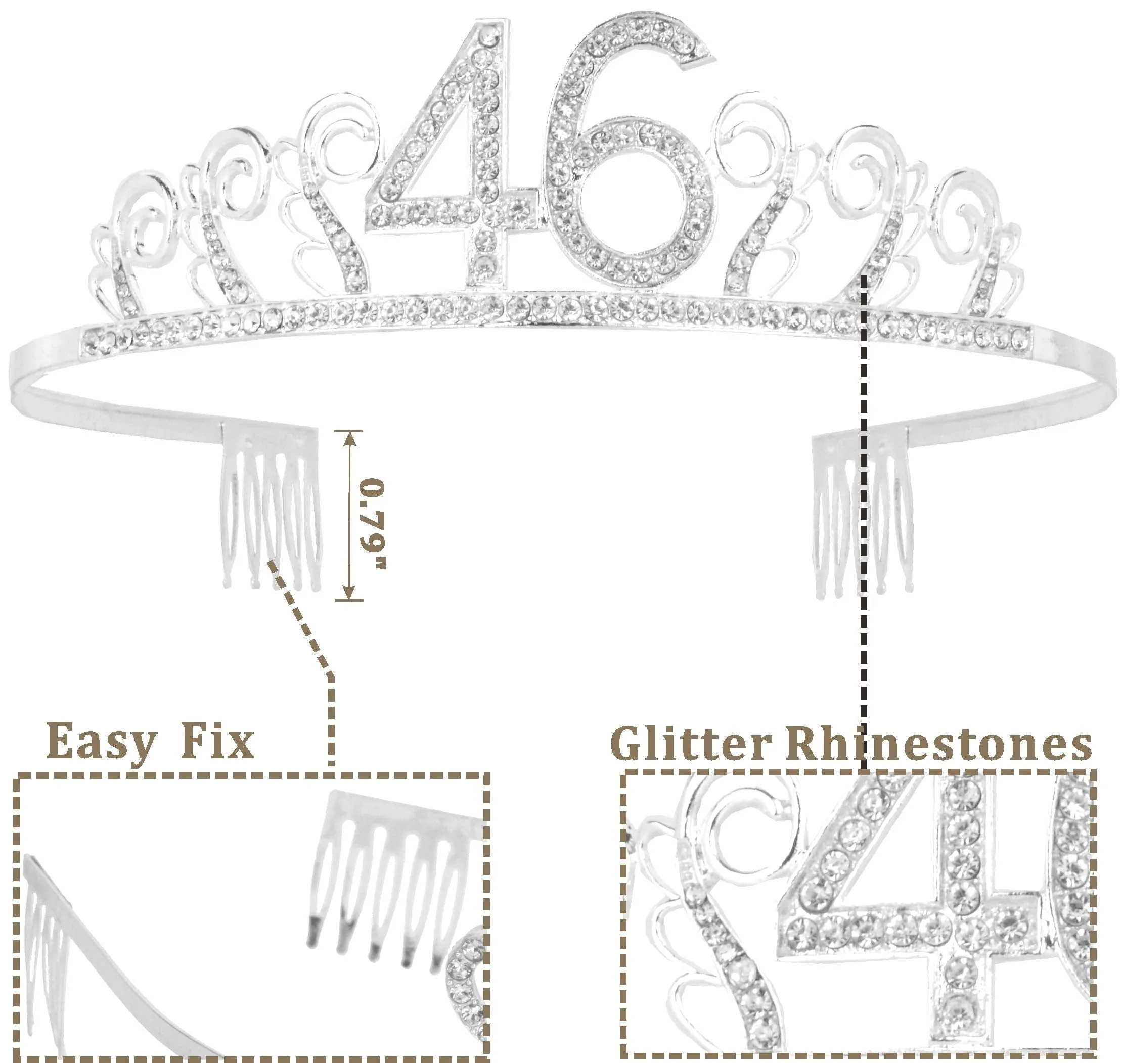 46th Birthday Gifts for Women, 46th Birthday Tiara and Sash, HAPPY 46th Birthday Party