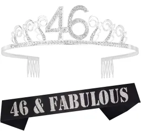 46th Birthday Gifts for Women, 46th Birthday Tiara and Sash, HAPPY 46th Birthday Party