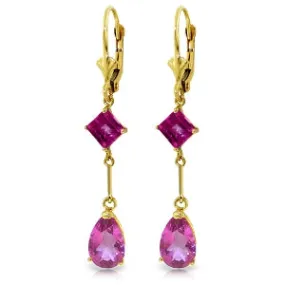 4.95 Carat 14K Solid Yellow Gold Nostalgia Pink Topaz Earrings