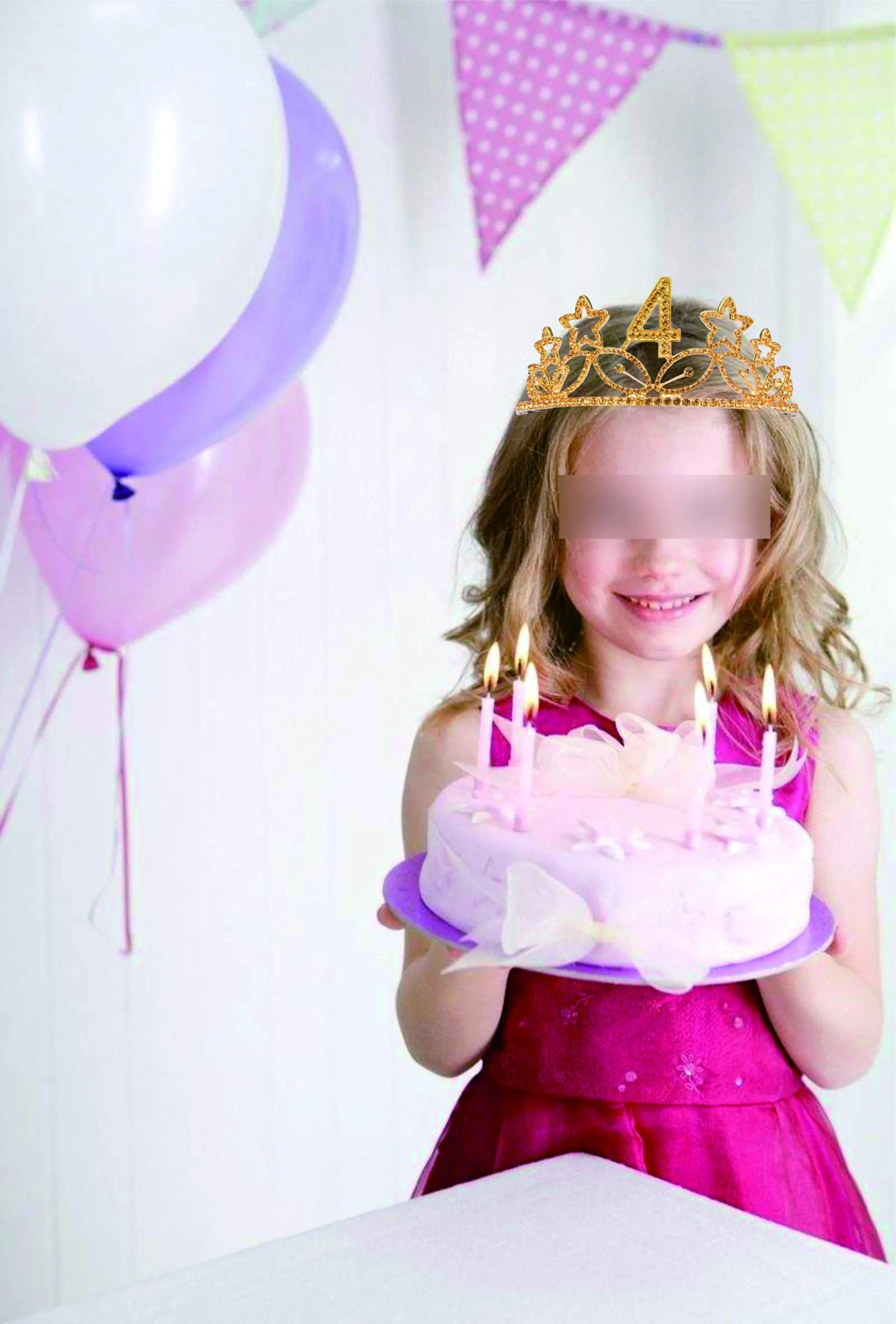 4th Birthday Gifts for Girl, 4th Birthday Tiara and Sash Gold, HAPPY 4th Birthday Party