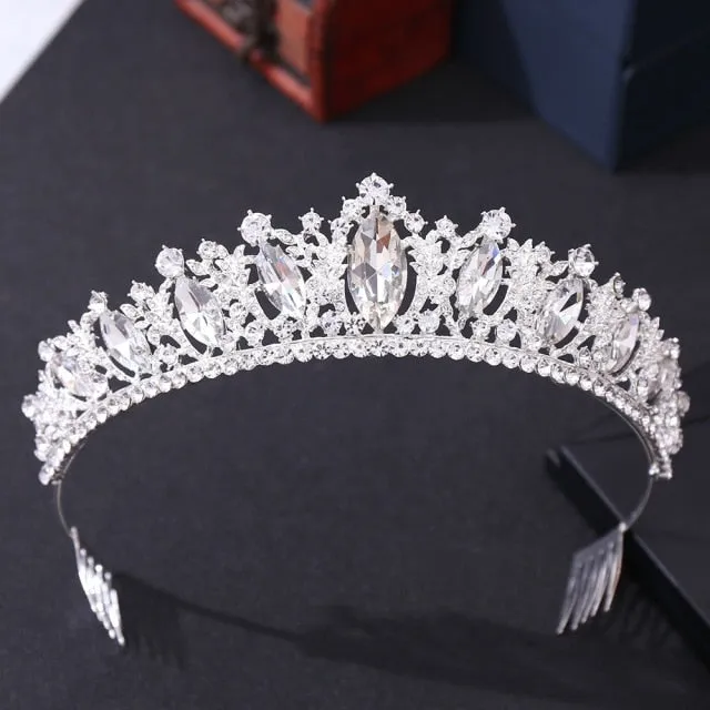 5 Color Combinations Princess Queen Pageant Crystal Bridal Tiara Crowns with Combs