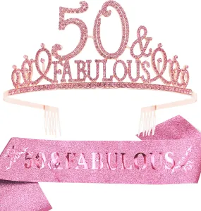 50 Birthday,50th Birthday Gifts for Women,50th Birthday Tiara Pink,50 and Fabulous,50