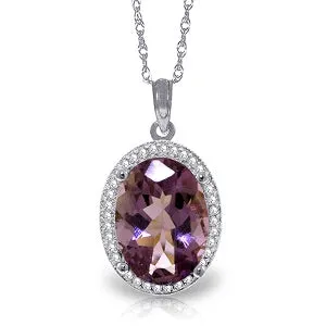 5.28 Carat 14K Solid White Gold Together Again Amethyst Diamond Necklace