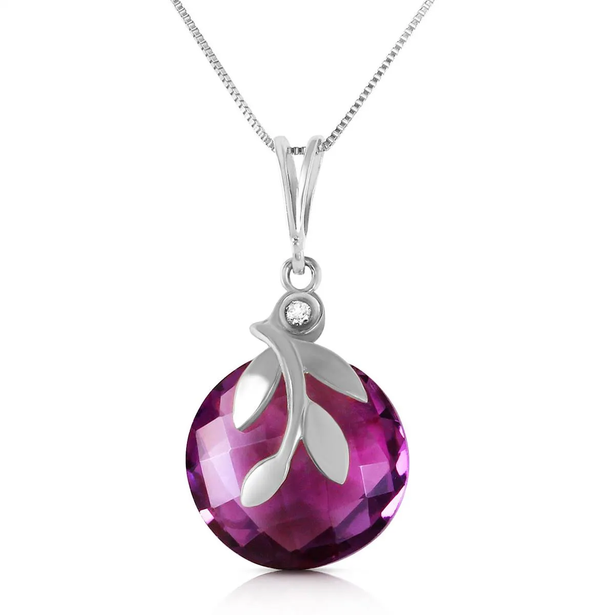 5.32 Carat 14K Solid White Gold Necklace Checkerboard Cut Purple Amethyst