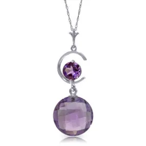 5.8 Carat 14K Solid White Gold Dark Leaves Amethyst Necklace