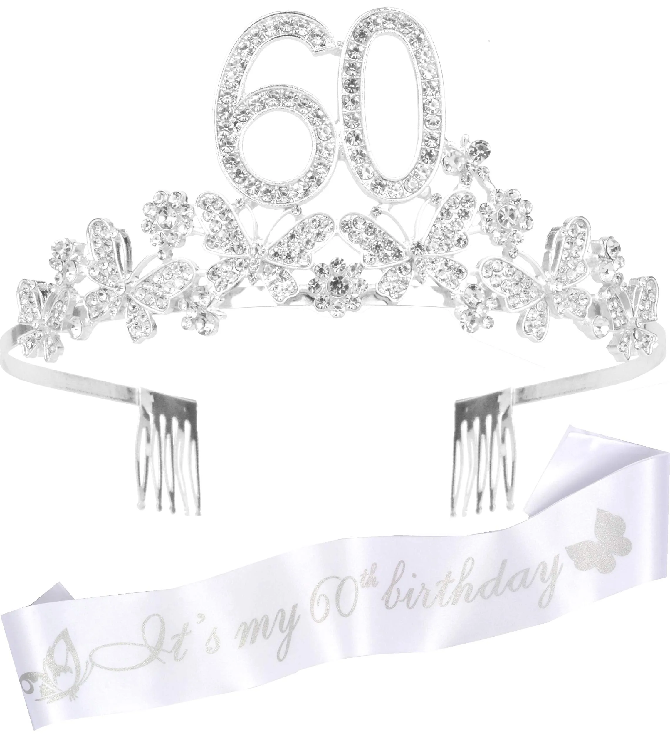 60th Birthday Gifts for Women, 60th Birthday Tiara and Sash, Its My 60th Birthday Sash