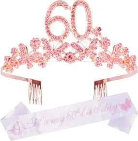 60th Birthday Gifts for Women, 60th Birthday Tiara and Sash, Its My 60th Birthday Sash