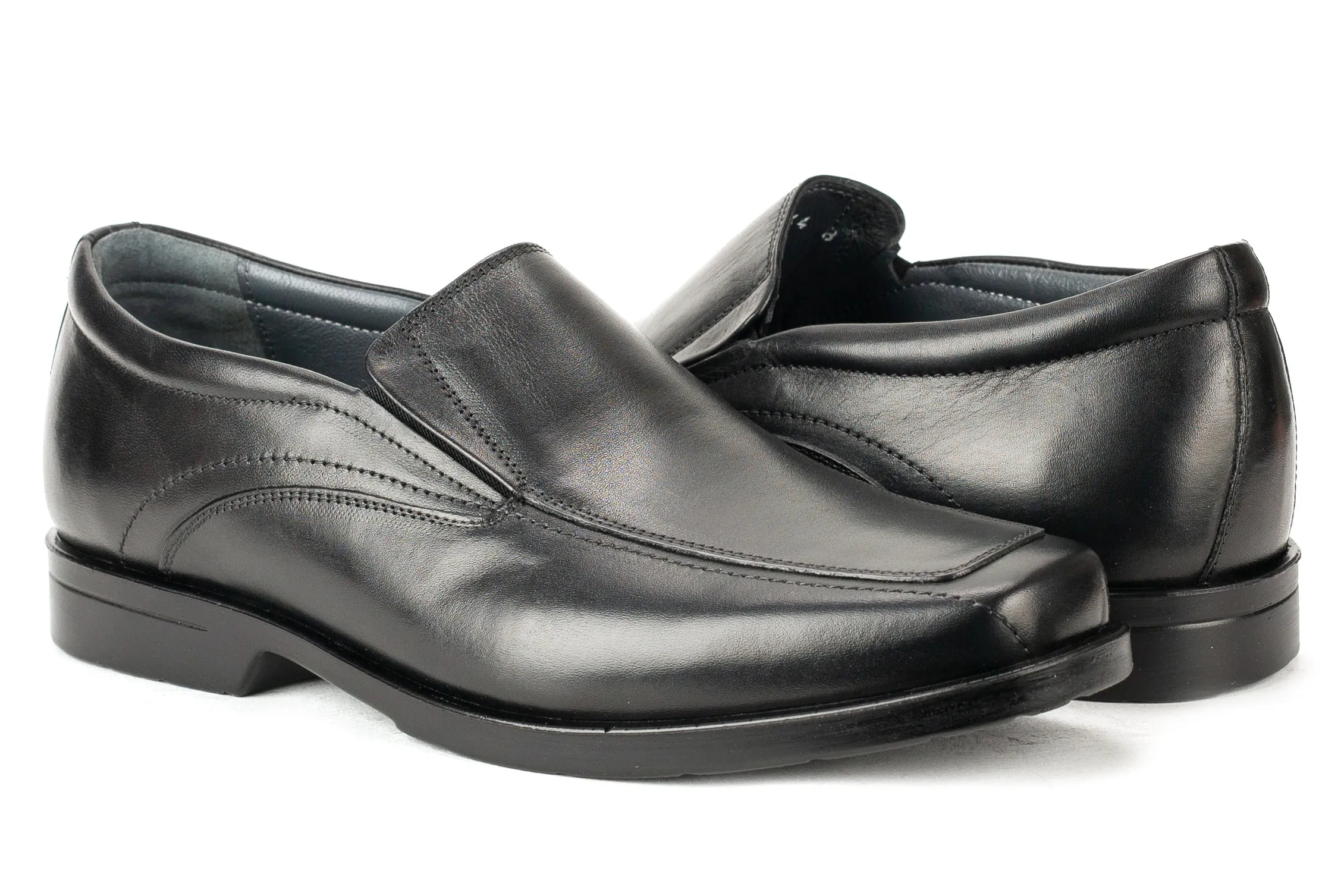 6865 - Comflex Men's Dress Black Comfort Slip On Shoe With Removable Insole Apron Toe Bike Toe Rubber Sole