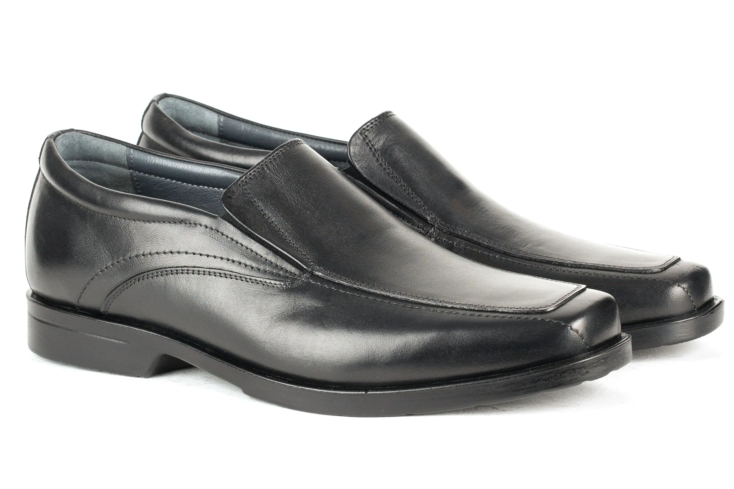 6865 - Comflex Men's Dress Black Comfort Slip On Shoe With Removable Insole Apron Toe Bike Toe Rubber Sole