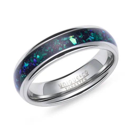 6mm Tungsten Ring with malachite inlay