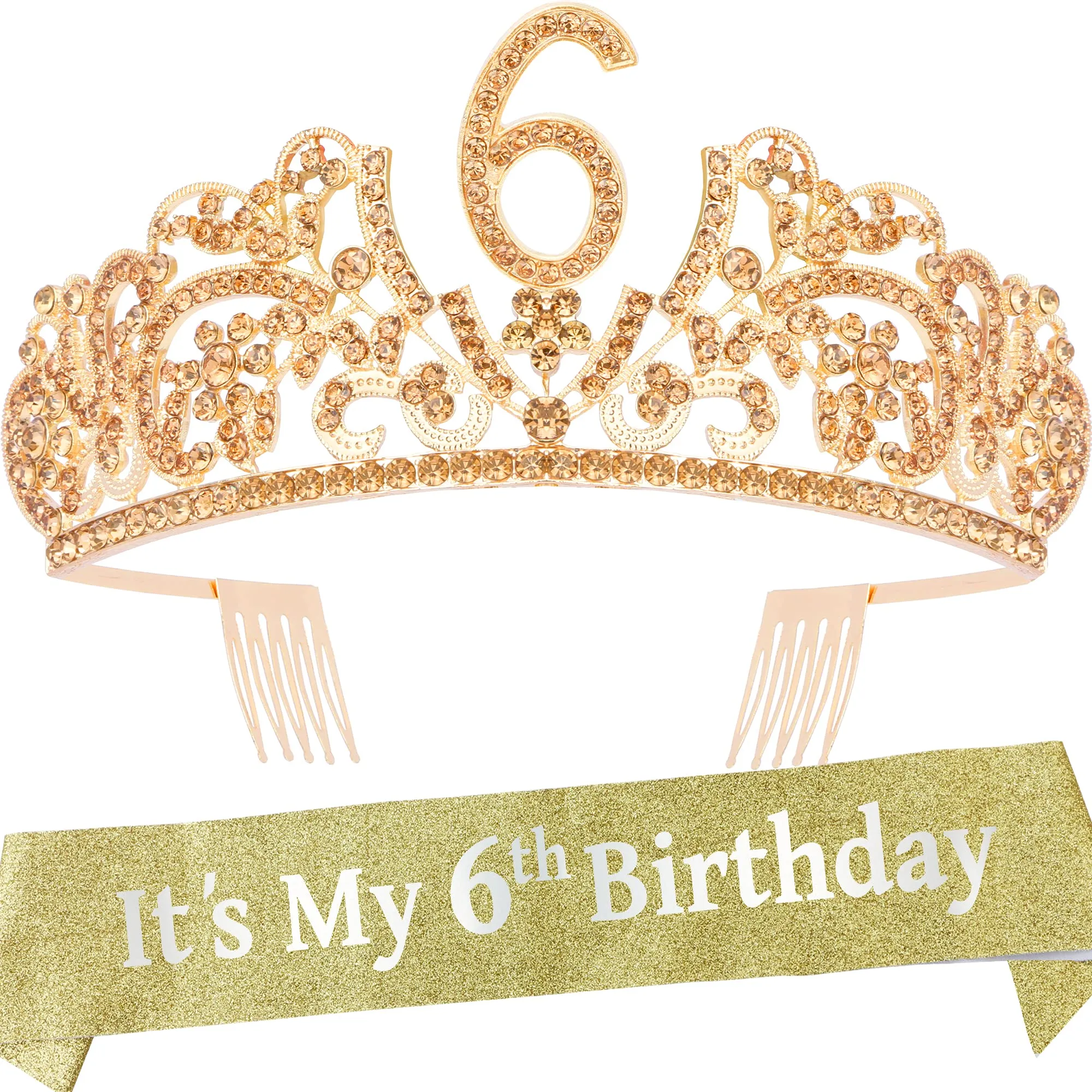 6th Birthday Gifts for Girl, 6th Birthday Tiara and Sash, 6th Birthday Decorations