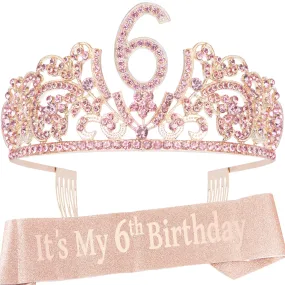 6th Birthday Gifts for Girl, 6th Birthday Tiara and Sash, 6th Birthday Decorations