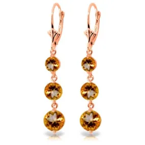 7.2 Carat 14K Solid Rose Gold Chandelier Earrings Citrine