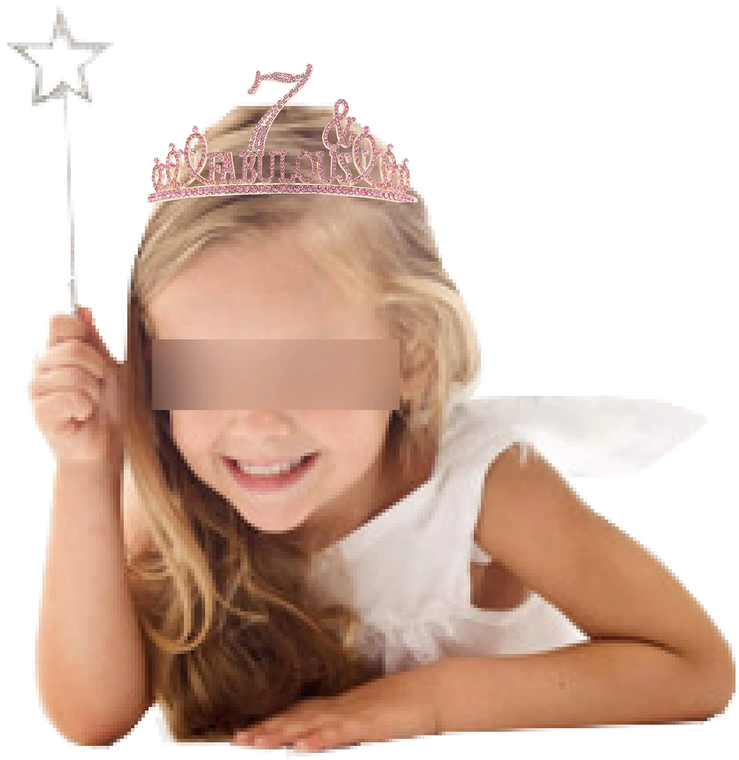 7th Birthday Gifts for Girl,7th Birthday Tiara and Sash Pink,7th Birthday Decorations