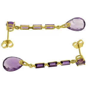 8.6 Carat 14K Solid Yellow Gold Boheme Amethyst Earrings