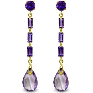 8.6 Carat 14K Solid Yellow Gold Boheme Amethyst Earrings