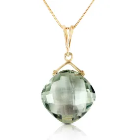 8.75 Carat 14K Solid Yellow Gold Distant Lover Green Amethyst Necklace