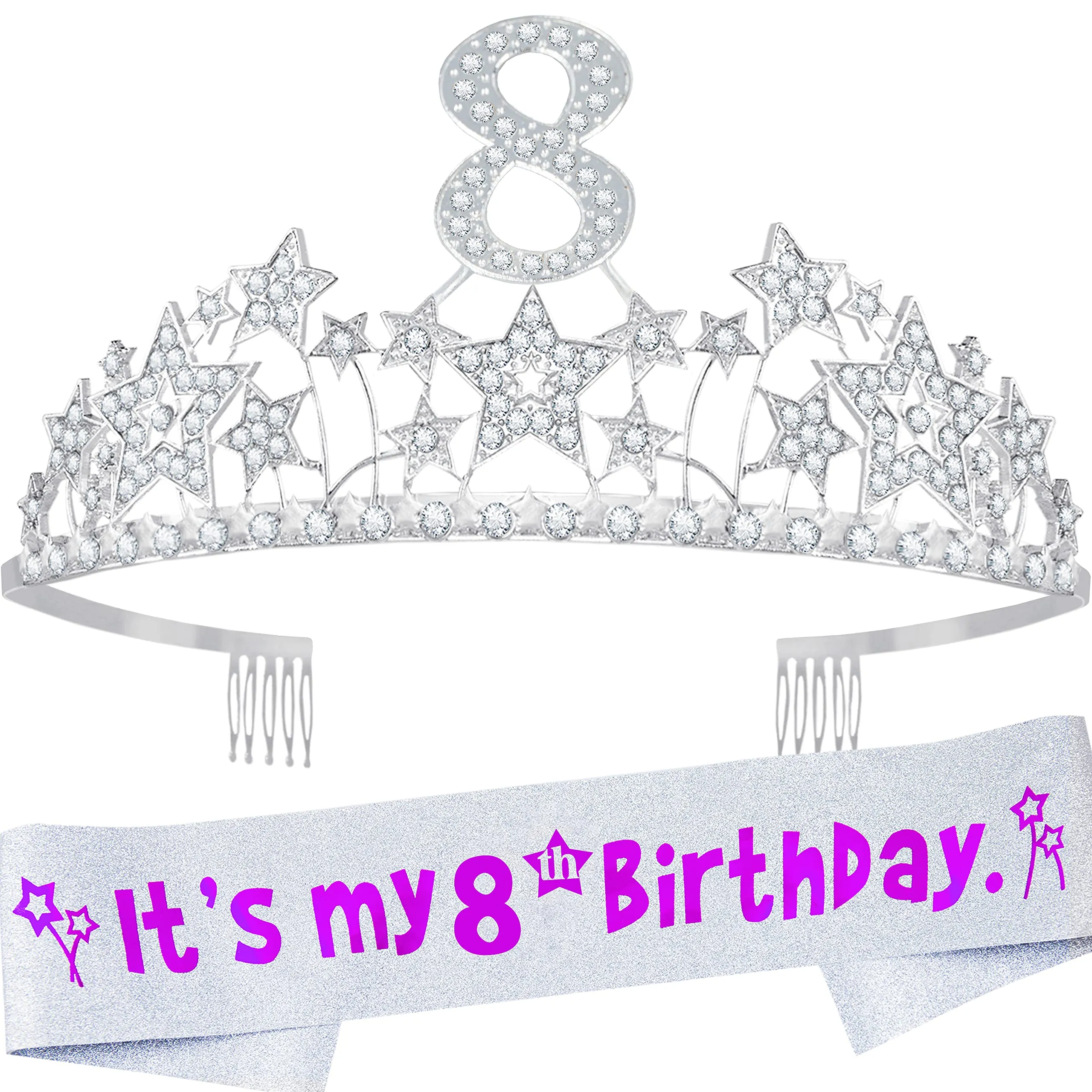 8th Birthday Gifts for Girls, 8th Birthday Tiara and Sash, 8th Birthday Decorations