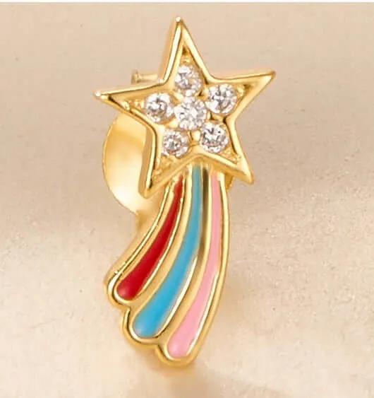 925 Silver Colorful Tassel Star Earrings