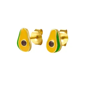 925 Silver Gold Avocado Stud Earrings