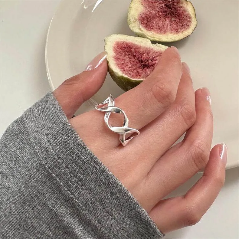 925 Sterling Silver Geometric Hollow Plain Ring