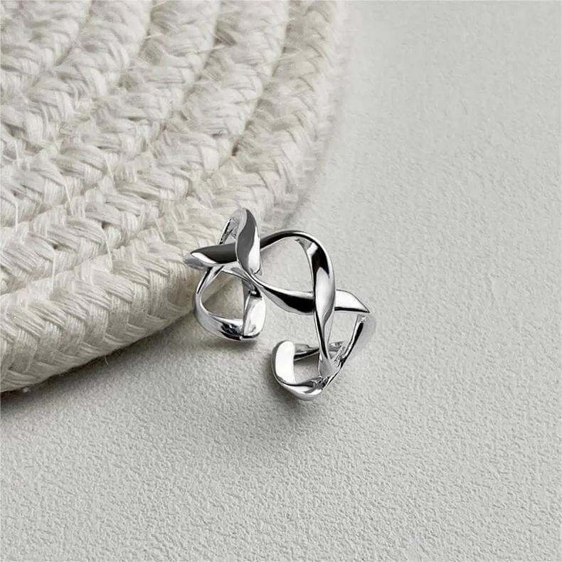 925 Sterling Silver Geometric Hollow Plain Ring