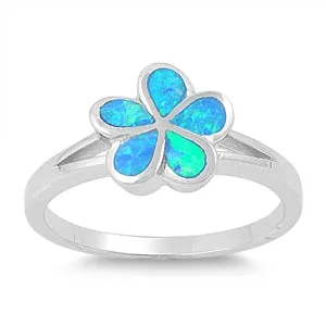 925 Sterling Silver Opal Plumeria Ring