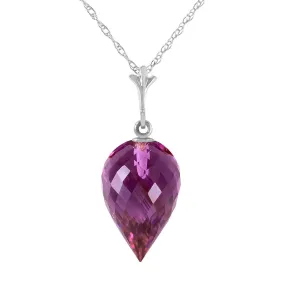 9.5 Carat 14K Solid White Gold Necklace Pointy Briolette Drop Amethyst