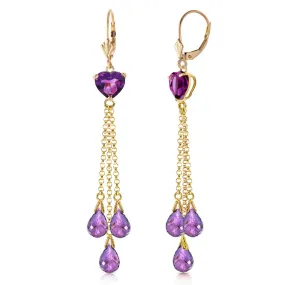 9.5 Carat 14K Solid Yellow Gold Chandelier Earrings Briolette Amethyst