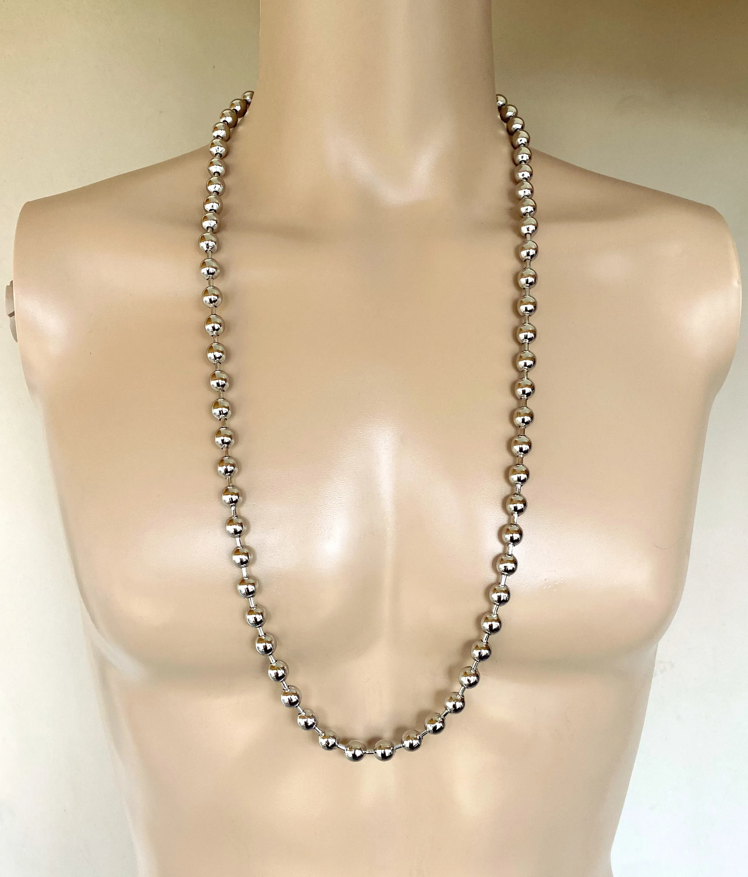 9.5mm Extra Large Steel Ball Chain Mens Necklace