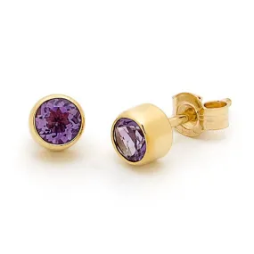 9Ct Amethyst Bezel Set Stud Earring